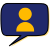  Dark blue speech bubble with yellow person shape